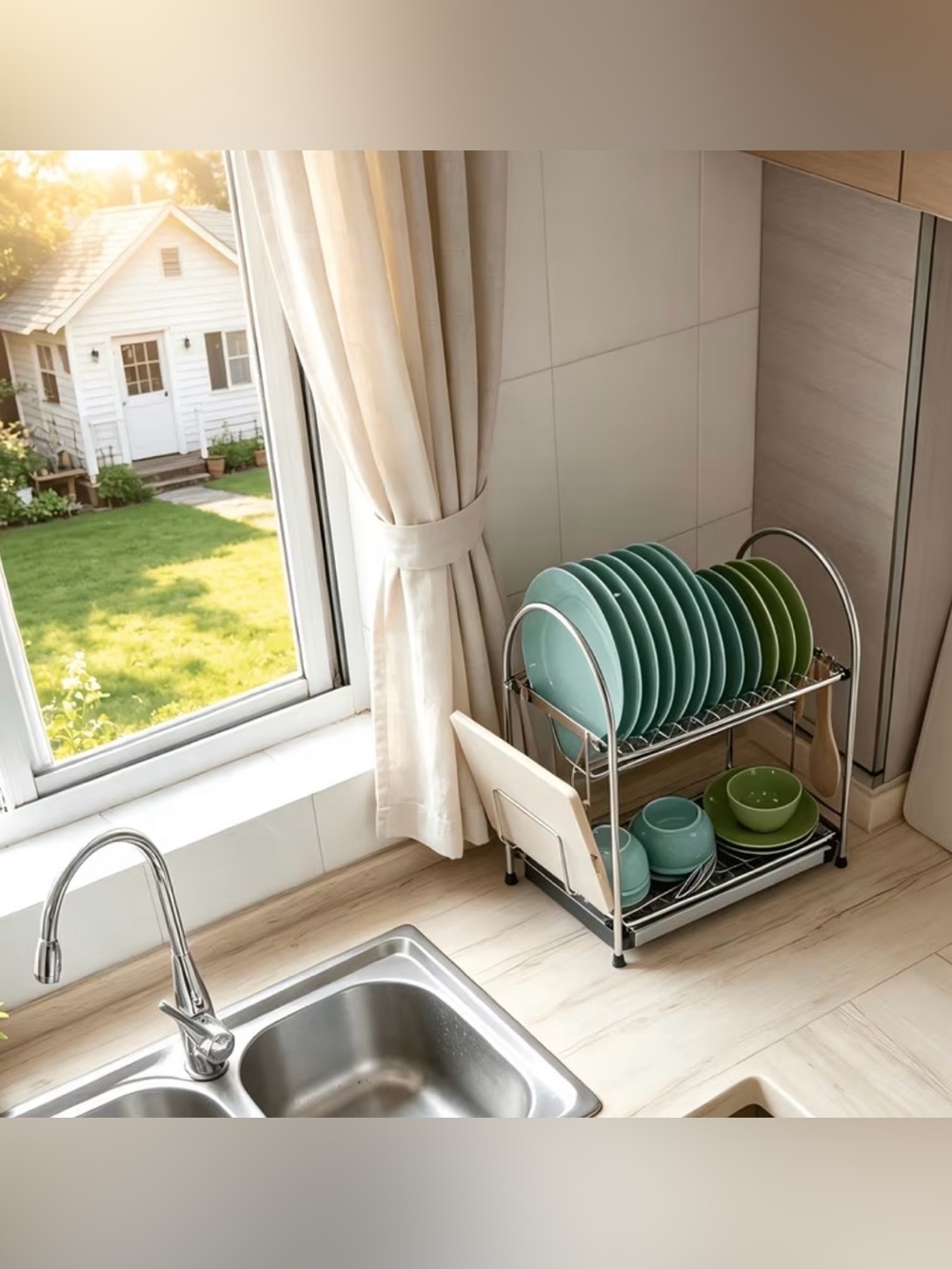 Chrome 2-Tier Dish Drying Rack - Home Kitchen - Picture 4 of 6